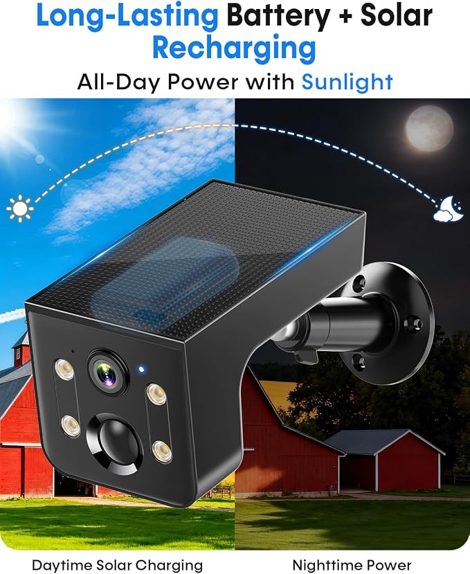 Thybro Solar Outdoor Wireless Camera 4 PCS - 2K HD, AI Motion Detection, Easy Setup, WiFi, Color Night,Outdoor Surveillance for Yard & Driveway, Black - Image 4