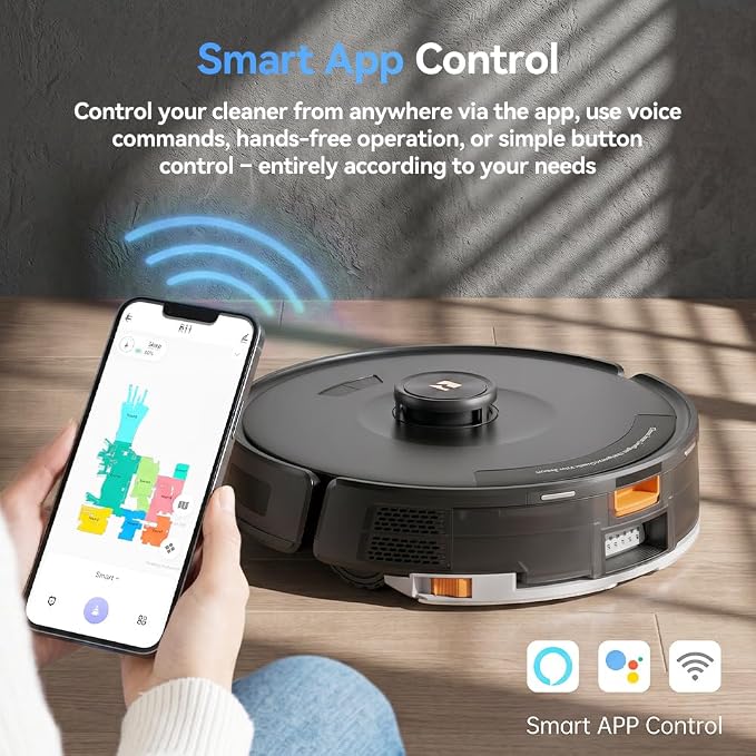 Robot Vacuum 38,000 Pa Robot Vacuum Mop,120Day Self Emptying Vacuum Robot,Lidar Navigation,5G 2.4GWiFi APP Aspirateur Robot,Self-Charging Robot Vacuums for Pet,Floor,Carpet R11 Max Black - Image 9