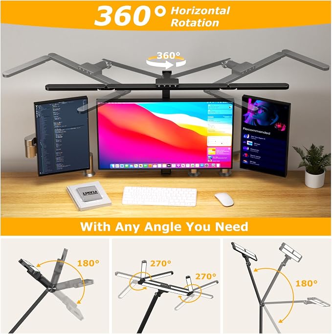 Airlonv LED Desk Lamp with Clamp, Architect Desk Lamp for Home Office with Remote, 24W Ultra-Bright Desk Light with Stepless Dimming and Stepless Color Temp, Memory Function for Study and Workbench - Image 6