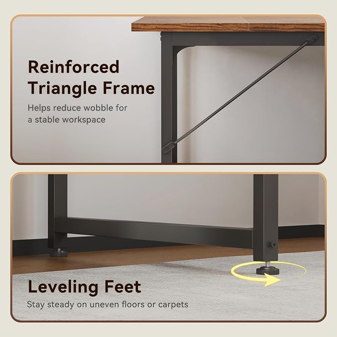 Coleshome 79 Inch Computer Desk with Power Outlet | Extra-long workspace • Supports multi-monitor setups • Stable steel frame • Spacious legroom • Home office & gaming - Image 6