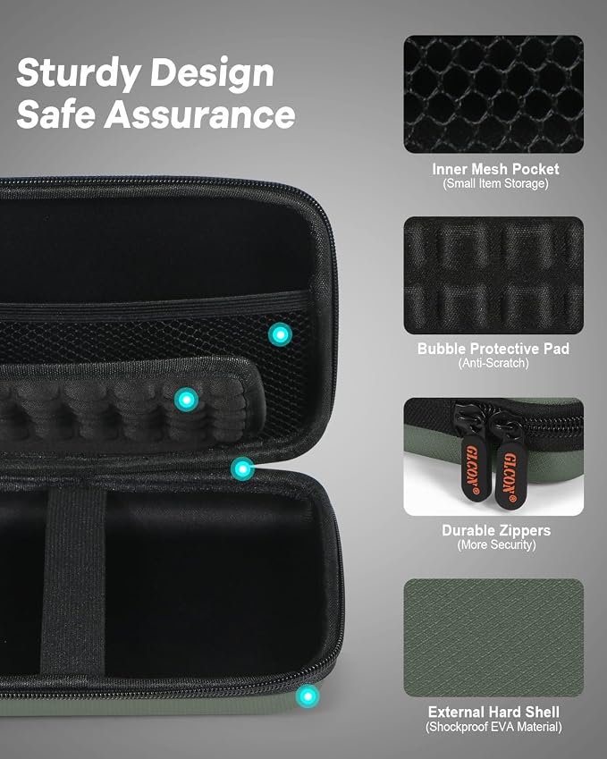 Large Classic Army-Green Case - Hard Shell Electronic Organizer Travel Carrying Case - Shockproof Electronic Accessories Storage Pouch Bag for Game Drive, Hard Disk, Power Bank, Charger - Image 4