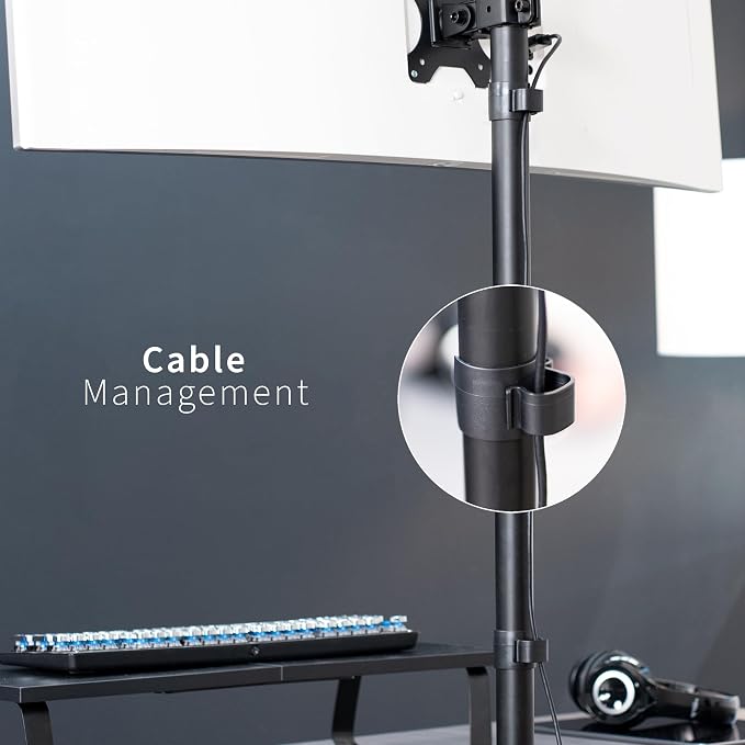 VIVO Single Monitor Desk Stand for 13 to 27 inch Screens, STAND-V011H | Black, Articulating, Freestanding Adjustable Monitor Arm, Extra Tall Computer Stand for 1 Monitor, Holds 22 lbs - Image 8
