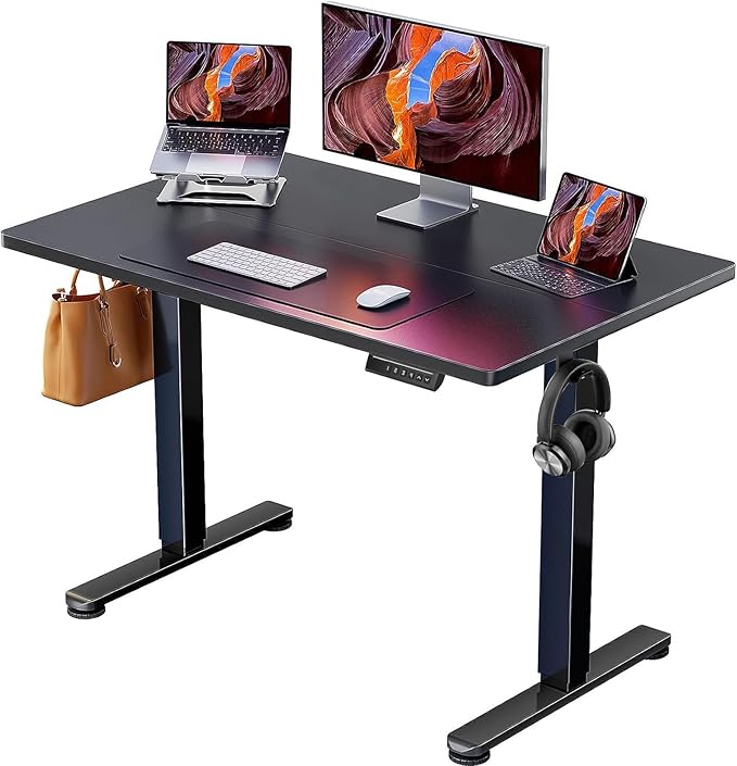 ErGear Height Adjustable Electric Standing Desk, 40 x 24 Inches Sit Stand up Desk, Memory Computer Home Office Desk, Black by ErGear