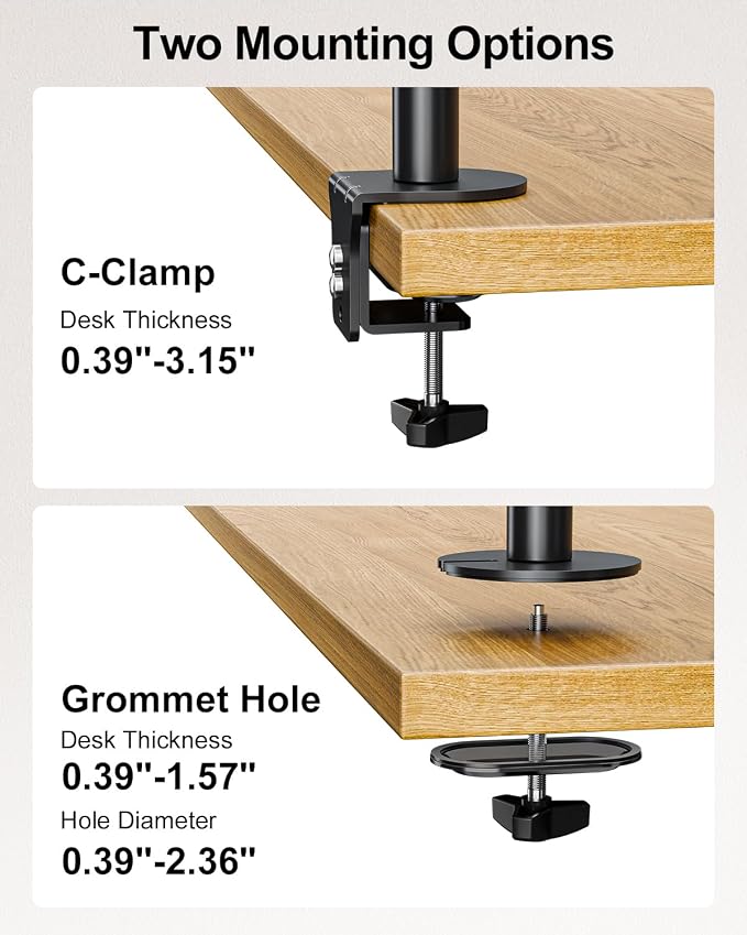 MOUNT PRO Vertical Dual Monitor Stand, Stacked Monitor Mount for 2 Monitors Up to 32 inches, Computer Monitor Arm with Swivel, Tilt, Height Adjustable, Each Monitor Desk Mount Holds up to 17.6 lbs - Image 8
