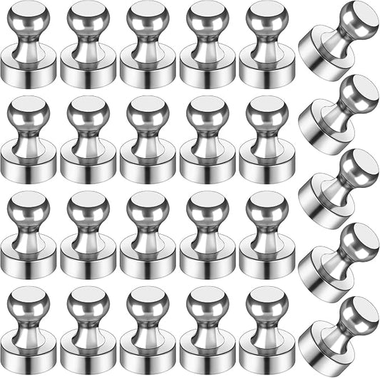 LOVIMAG Fridge Magnets 25Pcs, Magnet for Refrigerator Whiteboard, Silver | Small Strong Neodymium Metal Cute Push Pin for Classroom, Kitchen, Accessories Decorative, Office, Calendar by LOVIMAG