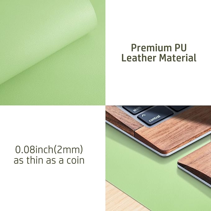 Aothia Leather Desk Pad Protector, Office Desk Mat, Large Mouse Pad, Non-Slip PU Leather Desk Blotter, Laptop Desk Pad, Waterproof Desk Writing Pad for Office and Home (48"x17", Foam Green) - Image 8