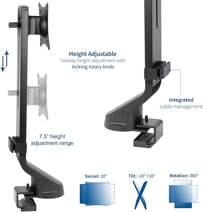 VIVO Adjustable Single Monitor Mount for Sit-Stand Workstation, Desk Converter, Monitor Arm Fits 1 Screen up to 32 inches, STAND-V001U - Image 3