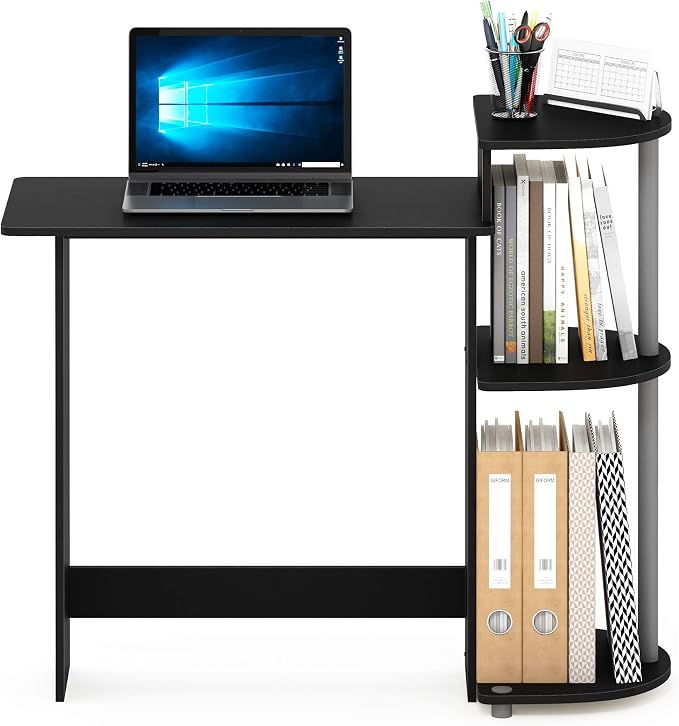Furinno Compact 29-Inch Computer Desk, Gaming Desk with Shelves, Office Desk with Book Shelf, for Home Office, Study Room, Dorm, Bedroom, Black - Image 4
