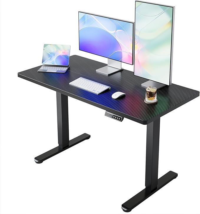 HUANUO Electric Standing Desk, 48" x 24" Height Adjustable Desk, 4 Memory Height Settings, Sit to Stand Up Desk for Home Office, with Headphone Hook, Cable Manager, Walnut by HUANUO