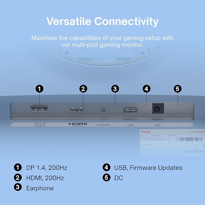 Pixio PX248 Wave Blue 24 inch 200Hz Refresh Rate FHD 1080p Resolution Fast IPS Panel 1ms GTG Response Time Built-in Speakers Gaming Monitor with Adaptive Sync - Image 5
