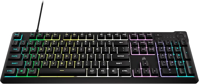 Corsair K55 CORE RGB Membrane Wired Gaming Keyboard – QWERTY US Layout – Quiet, Responsive Switches – Spill Resistance – Ten-Zone RGB – Media Keys – iCUE Compatible – PC, Mac – Black - Image 2