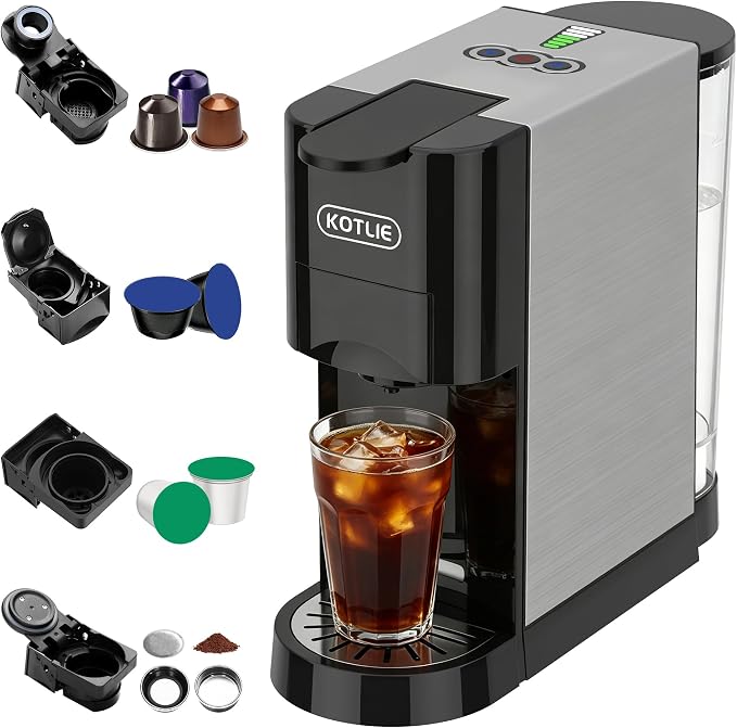 5 in 1 Single Serve Coffee Maker for K-Cup Pods, Nespresso Original, Dolce Gusto, ESE 44mm and Ground Coffee, 19 Bar Espresso Coffee Machine with Fast Brewing for Home Kitchen Office, Classic - Image 2