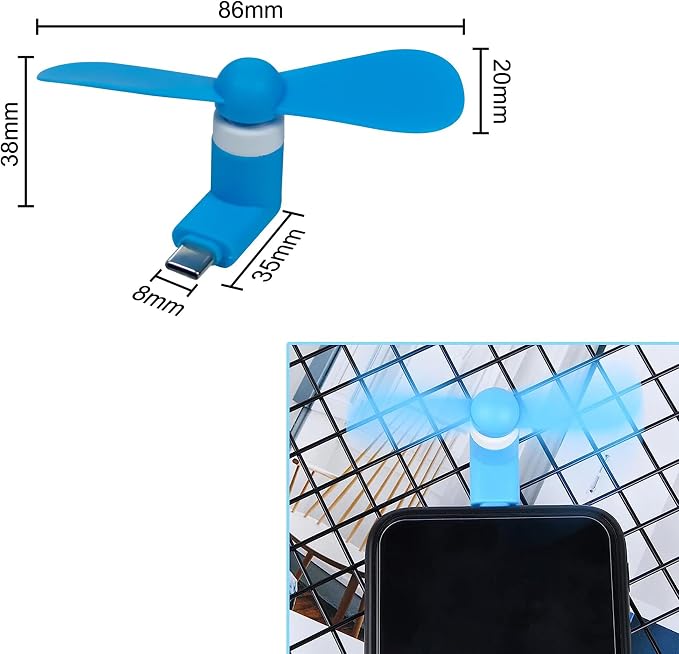 PCTC 6PCS Type C Mini Phone Fan Compatible with Samsung Galaxy S26/S25/S24 Ultra/Plus, Compatible with Apple iPhone 17/16/15 Series & More Type-C Devices - Image 4