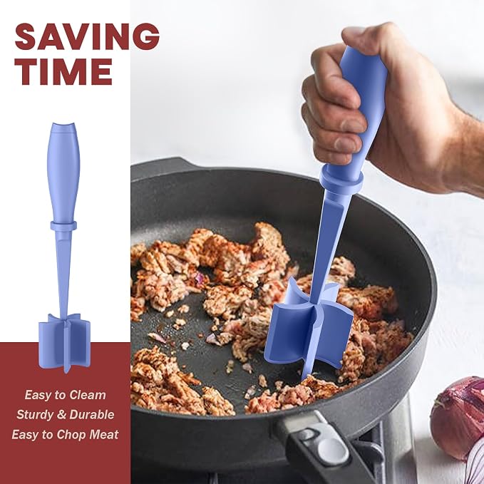 2Pack Meat Chopper Upgrade Hamburger Smasher, Masher for Ground Beef | Heat Resistant, Food-Grade Nylon, for Ground Turkey/Chicken and More, Non Stick Mix Grinder, Dishwasher Safe, Purple - Image 4