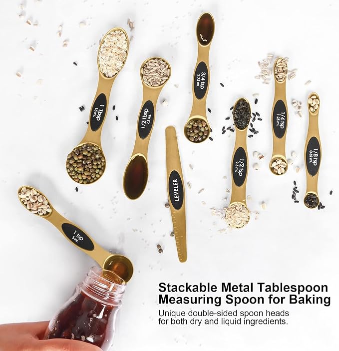 Magnetic Measuring Spoons Set Stainless Steel with Leveler, Stackable Metal Tablespoon Measure Spoon for Baking, Measuring Cups and Spoon Set Kitchen Gadgets Apartment Essentials Fits - Image 5