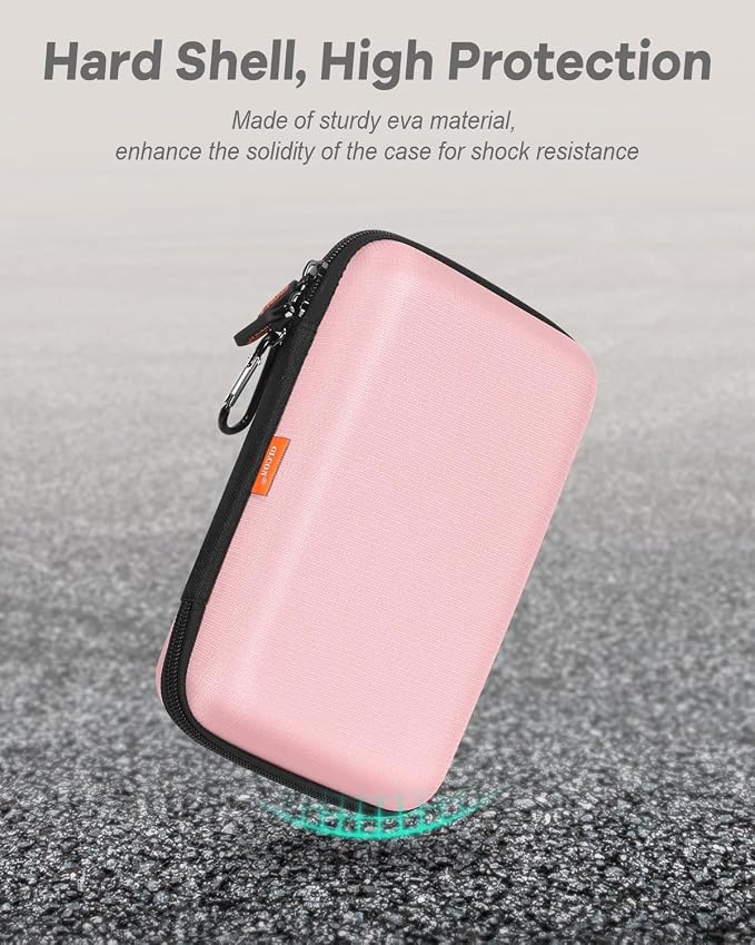 Gentle-Pink Hard Shell Carrying Case for External Hard Drive, Hard Disk, Power Bank, Charger, Cable, Tool, Electronic Accessories - Large Storage Pouch Portable Travel Bag Case for Women Girls Lady - Image 9