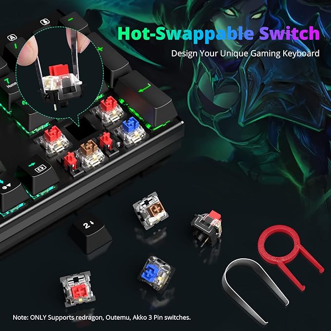 Redragon Mechanical Gaming Keyboard with Red Switches, Wired Keyboard Mechanical with RGB Backlit, Fully Progammable, Durable Aluminum Frame, Anti-Ghosting for PC Windows Mac, K565, Black - Image 5