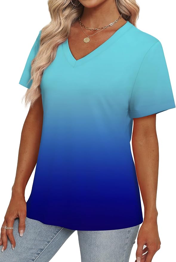 Alaroo Womens Summer Tops 2026 V Neck Short Sleeve Shirts Trendy Dressy Casual Vacation Outfits Printed - Image 3