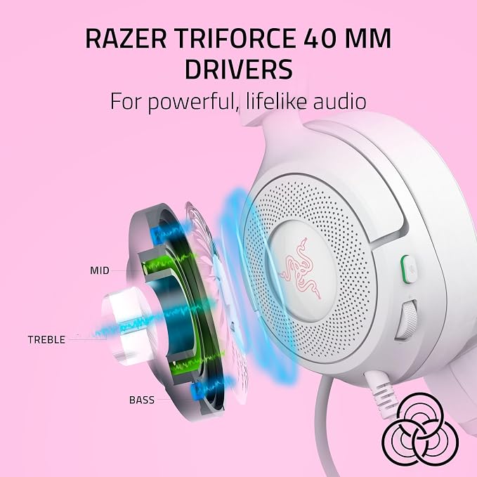 Razer Kraken Kitty V3 X Wired Gaming Headset, Kitty Ears, White | HyperClear Cardioid Mic, 40 mm Drivers, 7.1 Surround Sound, Comfy Ear Cushions, Cross-Platform via 3.5mm PC, PS5, Xbox - Image 4