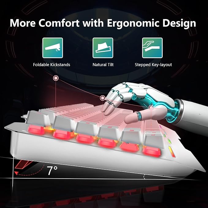 AULA Gaming Keyboard, T102 104 Keys Keyboard and Mouse Combo, USB Wired Computer Keyboards Mechanical Feel Full Size, RGB Backlit for PC/Laptop Gaming or Working/Office (White) - Image 3