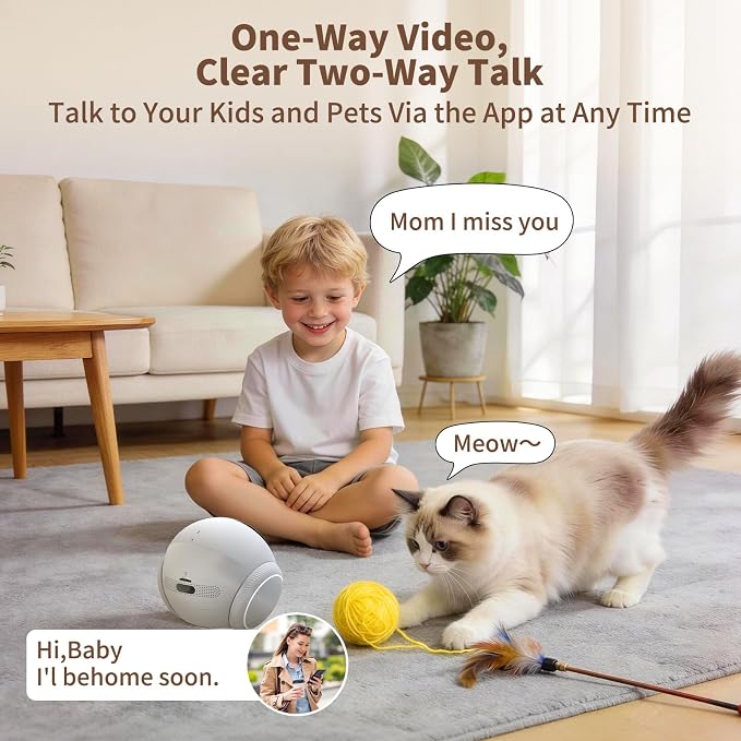 1080P Moving Pet Robot Camera, Smart Home Security Robot with Auto Tracking, Night Vision, 2-Way Audio, Auto-Recharge, Motion Alerts, App Control for Pet, Baby & Elderly Care - Image 5
