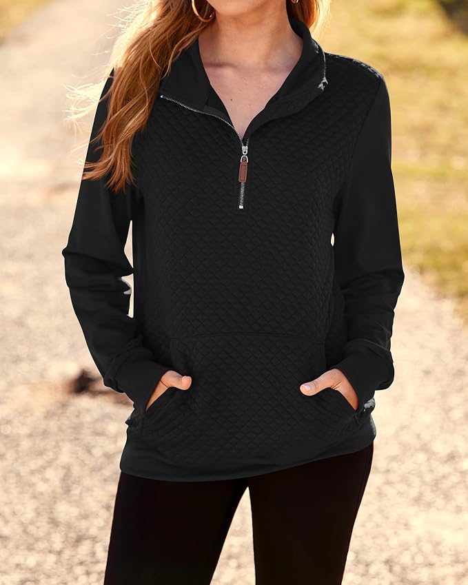 BTFBM Women Fashion Quilted Pattern Lightweight Zipper Long Sleeve Plain Casual Ladies Sweatshirts Pullovers Shirts Tops - Image 7