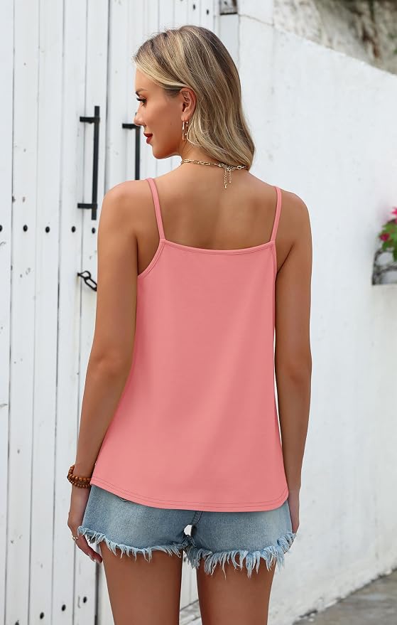 WIHOLL Tank Tops for Women Beaded Spaghetti Strap Cami Flowy Scoop Neck Sleeveless Summer Beach Vacation Spring Clothes - Image 4