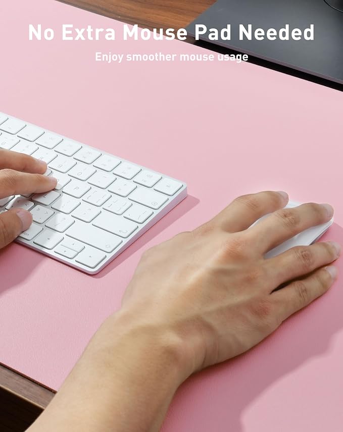 Aothia Faux Leather Desk Mat - Large Mouse Pad, Non-Slip PU Leather Blotter, Waterproof Writing Surface for Office and Home (Fairy Pink, 63" x 17") - Image 4