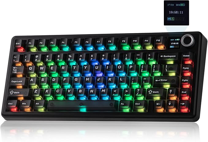 EPOMAKER X Aula F75 MAX Wireless Mechanical Keyboard with TFT Screen and Knob, Gasket Keyboard in 75% Layout, Hot Swappable Gaming Keyboard for PC/Mac/Linux (Matte Black) by EPOMAKER
