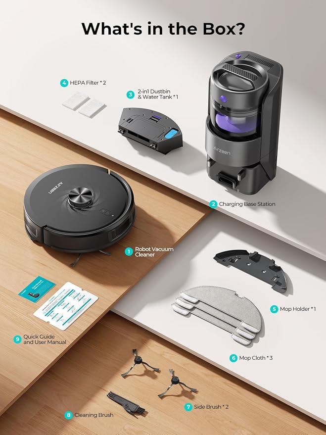 Robot Vacuum and Mop, Upgraded Bagless Robot Vacuum Cleaner with Self-Emptying, 6000Pa Robotic Vacuum with LiDAR Navigation, Smart Mapping, Schedule, App/Alexa Control for Carpet/Pet Hair, Q20 Ultra - Image 8