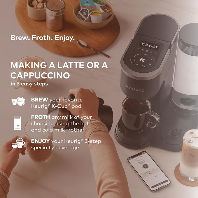 Keurig K-Café SMART Single Serve Coffee Maker with WiFi Compatibility, Latte and Cappuccino Machine with Built-In Frother, 6 Brew Sizes, Black | WIFI Brewid Smart Brewing, Built-in Milk Frother for Lattes and Cappuccinos, 6 Brew Sizes, K-Cup Pod Compat... - Image 6