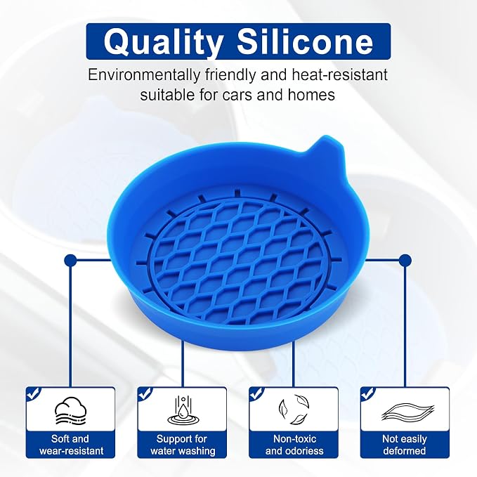 SINGARO Car Cup Holder Coaster, Silicone Cup Holder Insert, Universal Non-Slip Cup Holders, Car Accessories Interior for Women and Man 4 Pack Blue - Image 6