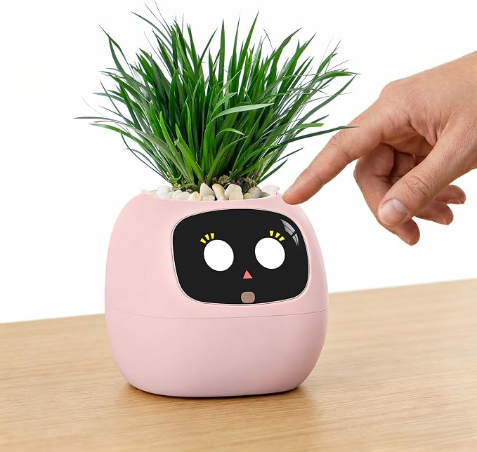 PLANTSIO Ivy Interactive AI Desk Companion, Smart Plant Pet with 100+ Expressions, Cute Indoor Planter for Office Decor, Unique Gift for Plant Lovers & Coworkers(Blush) by PlantsIO