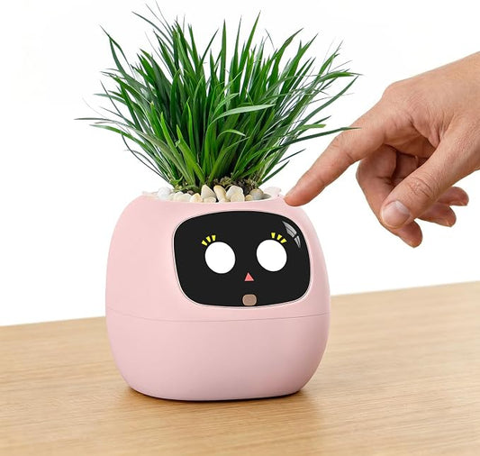 PLANTSIO Ivy Interactive AI Desk Companion, Smart Plant Pet with 100+ Expressions, Cute Indoor Planter for Office Decor, Unique Gift for Plant Lovers & Coworkers(Blush) by PlantsIO