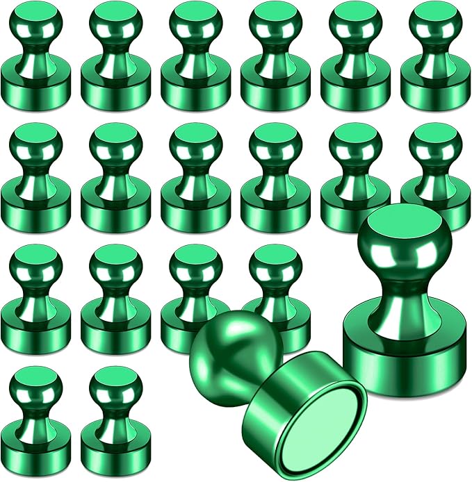 LOVIMAG Fridge Magnets 20Pcs, Magnet for Refrigerator Whiteboard, Green | Small Strong Neodymium Metal Cute Push Pin for Classroom, Kitchen, Accessories Decorative, Office, Calendar by LOVIMAG