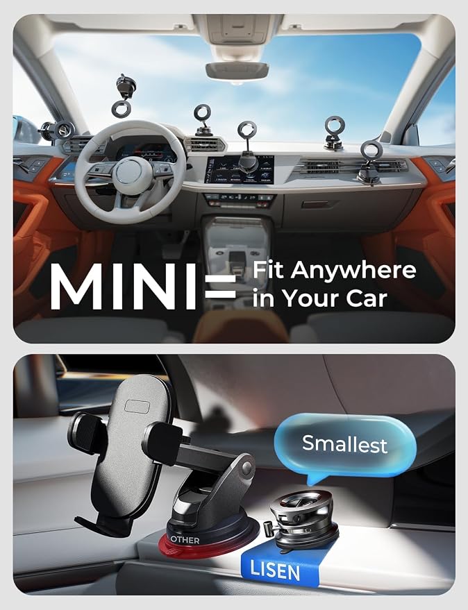LISEN for Magsafe Car Mount, Cell Phone Holders for Your Car, Magnetic Car Accessories for Women Men Jeep Truck, Vacuum Gifts for iPhone 17 Pro Max 16 15 14 13 12, Samsung S25, Pearl White - Image 3