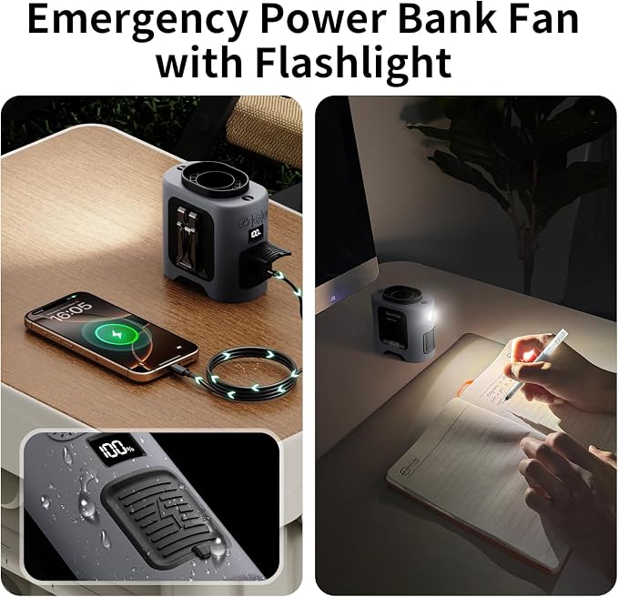 Socool 14500mAh Portable Waist Fan Clip on Belt 360 Rotation Wearable Rechargeable Personal Shirt Fan, 67H Cooling 5-Speed Battery Operated with Light, Neck Fan Hands-Free for Outdoor Jobsite Camping - Image 6