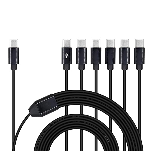 6 in 1 USB Type C Splitter Cable,USB C Male to 6 USB C Male Data Snyc and Charging Cord,USB C Multi Charging Cable for Cell Phones,Tablets and More(4.9FT/1.5M) by Xilaghy