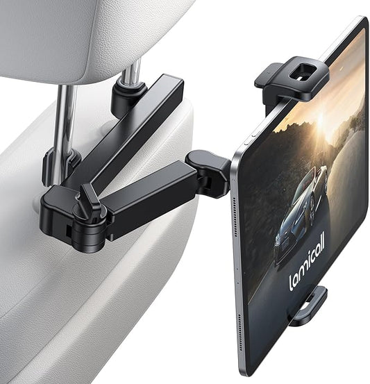 Lamicall Car Headrest Tablet Holder - [3 in 1 Extension Arm] Adjustable Tablet Car Mount for Back Seat, Gifts Road Trip Essentials for Kids, for 4.7-11" Devices, iPad Pro Air Mini, Galaxy, Fire HD by Lamicall