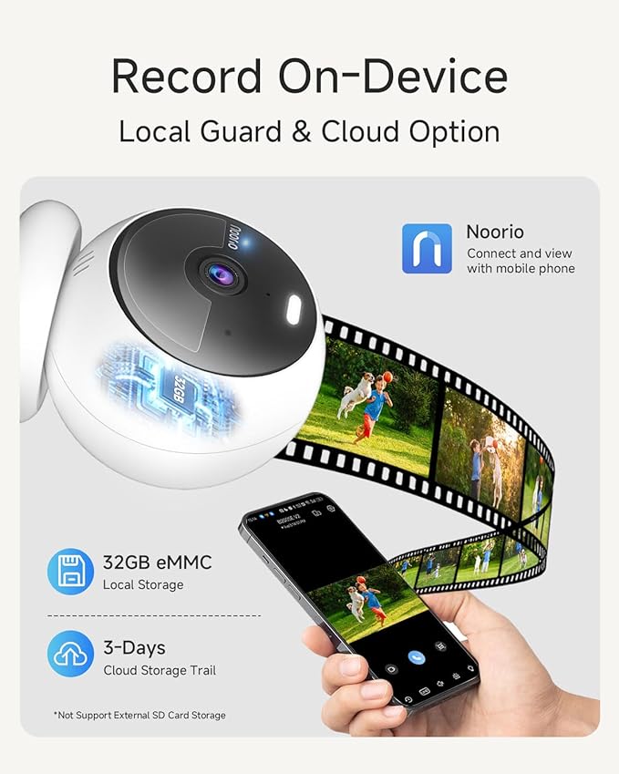Noorio 2MP Security Cameras Wireless Outdoor Battery Powered Camera Surveillance Exterieur for Home, Color Night Vision, AI Motion Detection, 2.4G WiFi, IP66, 32GB Local Storage, 2-Way Audio (2 Pack) - Image 8