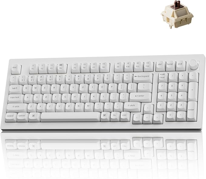 Keychron V5 Ultra 96% Wireless Mechanical Keyboard with 8000Hz Polling Rate & NKRO, Hot-Swappable RGB, Brown Switches, 97 Keys, 2.4GHz/Bluetooth/Wired, OSA PBT Keycaps, for Mac/Win/Linux - White by Keychron