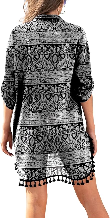 Yincro Women Swimsuit Cover Up Shirt 2026 Tassel Beach Bathing Suit for Swimwear Bikini Dress - Image 3
