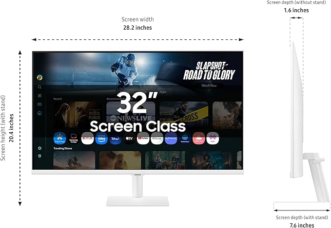 Samsung 32” Smart Monitor M7 (M70F) 4K UHD Display, Samsung Vision AI, Smart TV Apps, Gaming Hub, USB-C, HDMI and USB-A, White, LS32FM703UNXZA, 2025 - Image 4