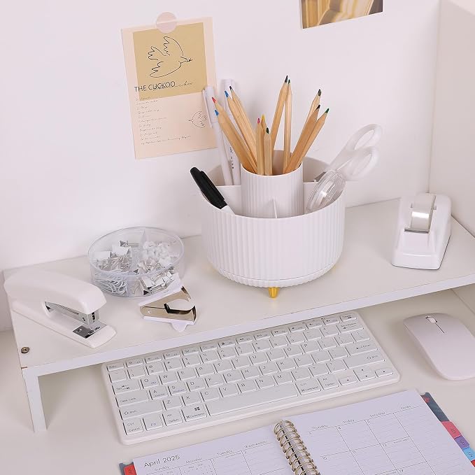 SKYDUE White Office Supplies Set, Office Desk Accessories 10PCS, Pencil Holder for Desk, Stapler, Tape Dispenser, Scissors, Ruler, Binder/Paper Clips and 1000pcs Staples,Desk Supplies Set - Image 7
