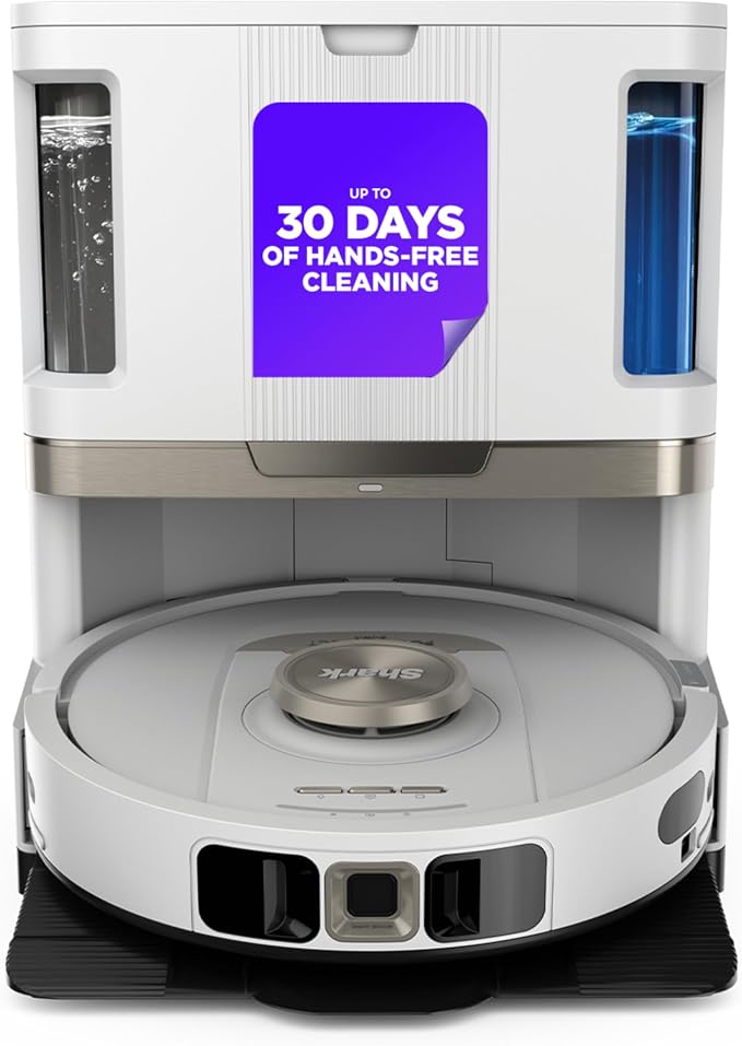 Shark Stratos | 2-in-1 Robot Vacuum & Mop for Carpets & Hard Floors | Powerful Suction & Mopping for Pet Hair | Self-Empty & Self-Clean NeverTouch Base | 60-Day Capacity | HEPA | White | AV2700ZE​ by Unknown