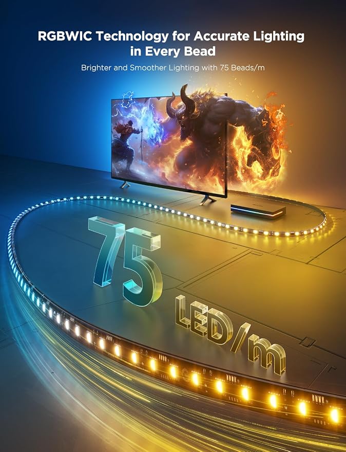 Govee HDMI 2.1 AI Sync Box 2, 8K/4K @144Hz, RGBWIC for 55-65 Inch TVs | With TV Backlight, Supports VRR & ALLM, SmartThings & Matterr & Alexa, AI CogniGlow, 75 LEDs/m - Image 5
