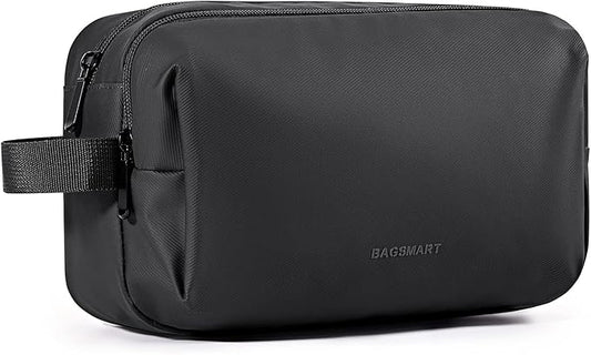 BAGSMART Toiletry Bag for Men, Travel Toiletry Organizer Dopp Kit Water-resistant Shaving Bag for Toiletries Accessories, Door Room Essentials,Black-basic by BAGSMART