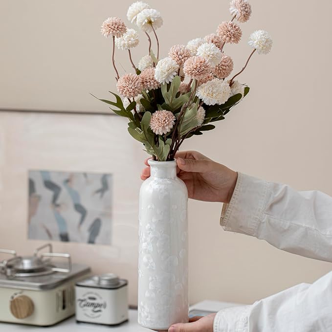 Modern Ceramic Vase Set of 3, White Crystalline Glaze Colors, Decorative Bottles for Home, Farmhouse Rustic Decor Housewarming Gifts, Wedding Gifts, Birthday Gifts for Women(Crystalline Glaze White) - Image 6