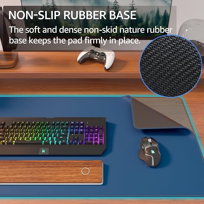 KTRIO Large Gaming Mouse Pad, Desk Mat, 31.5 x 15.7 in, Navy Blue, XXL | Smooth Micro-Weave Surface, Artistic Pattern Design, Non-Slip Rubber Base, Durable Stitched Edges, Office & Home Use - Image 4