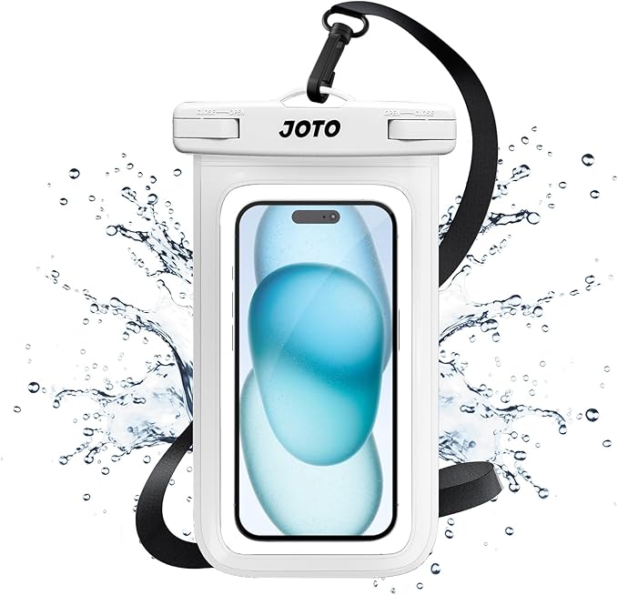 JOTO Up to 7" Universal Waterproof Phone Case for iPhone 17 Air 16 15 14 13 12 11 Plus Pro Max, IPX8 Cellphone Dry Bag XR X SE, Galaxy S23 S22 S21 S20+ S20 S10 Plus Note, Pixel -White by JOTO